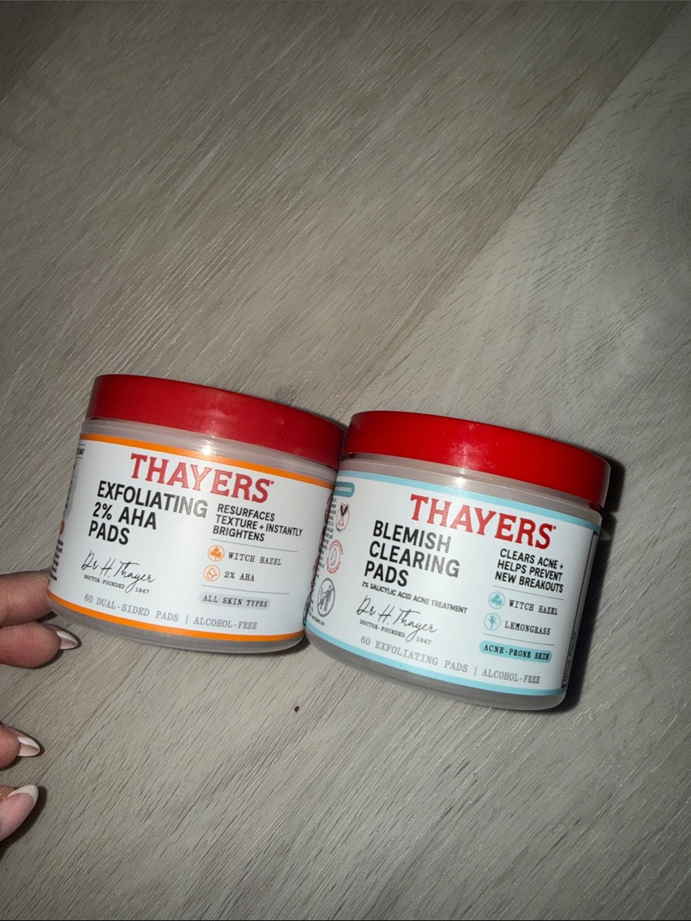 Thayers Exfoliating 2% AHA Pads & Blemish Clearing Pads – Red Caps
